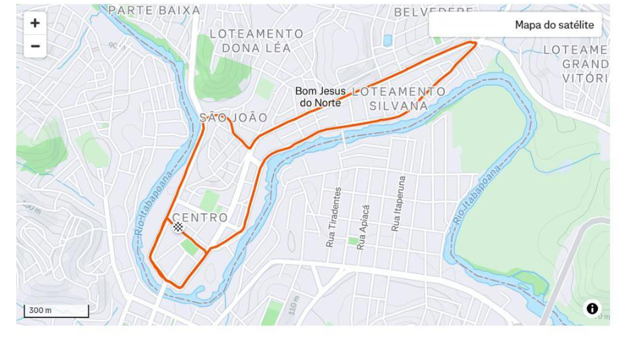 Mapa do percurso da Ferrini Run em Bom Jesus do Norte